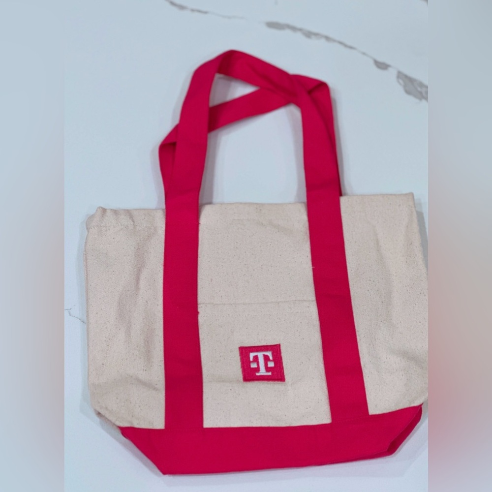 T Mobile Canvas Tote Bag with Hot Pink Accents